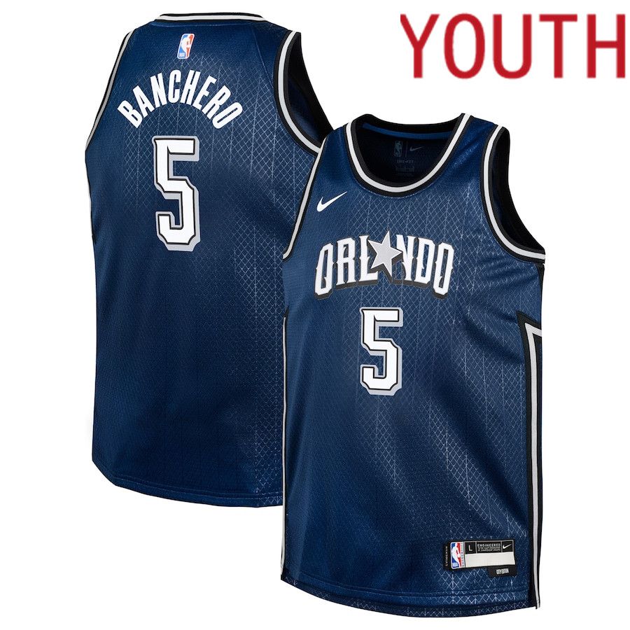 Youth Orlando Magic 5 Paolo Banchero Nike Navy City Edition 2023-24 Swingman Replica NBA Jersey